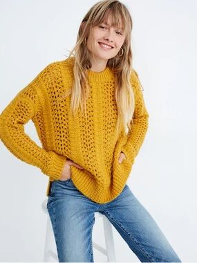 Madewell Windemere Pointelle Pullover Sweater Size Small MSRP $98